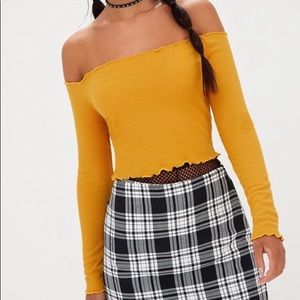Mustard Frill Crop Top
